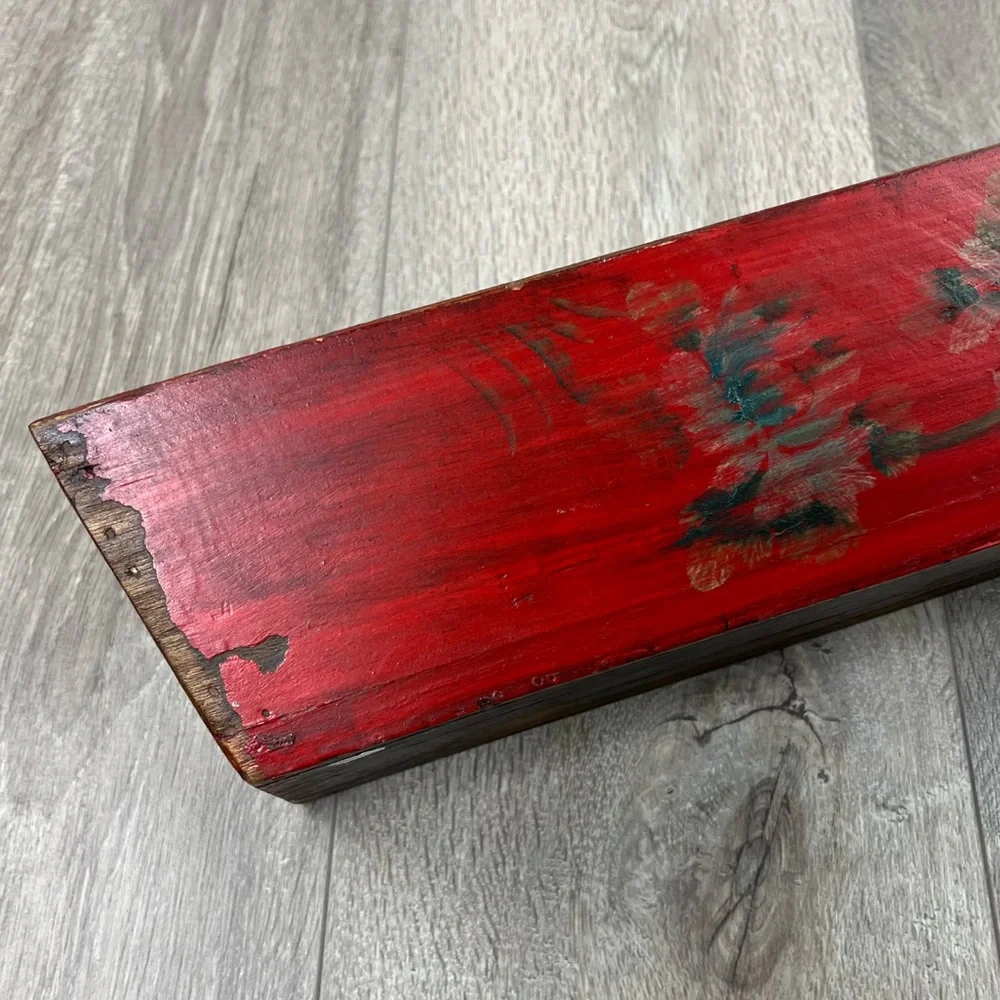 NWT Decorative Box Chinese Jewelry Box Decorative Red Floral Elongated Box - Picture 6 of 16